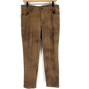 Chicos Pants Size 2 Womens 12 Petite Brown Faux Suede Slim Jeans High Rise